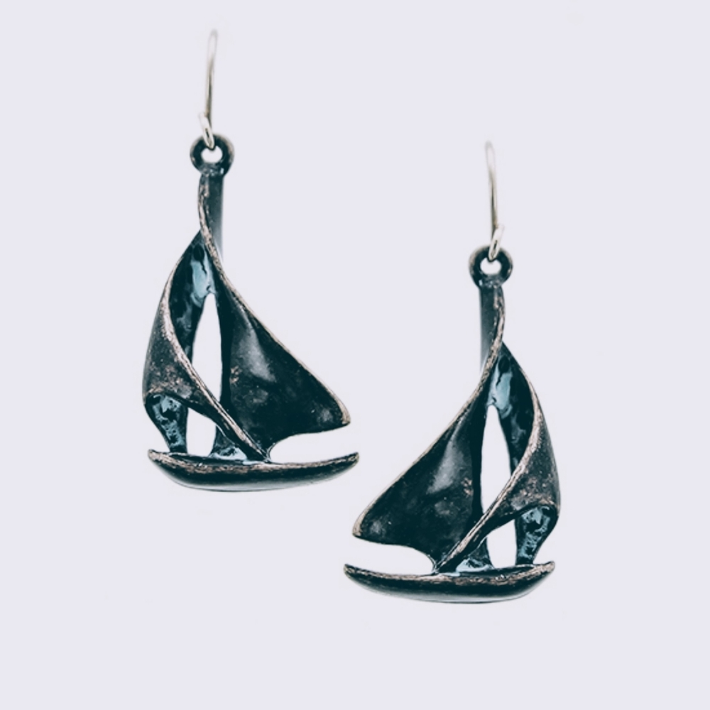 Artisan Style Sailboat Dangle Earrings
